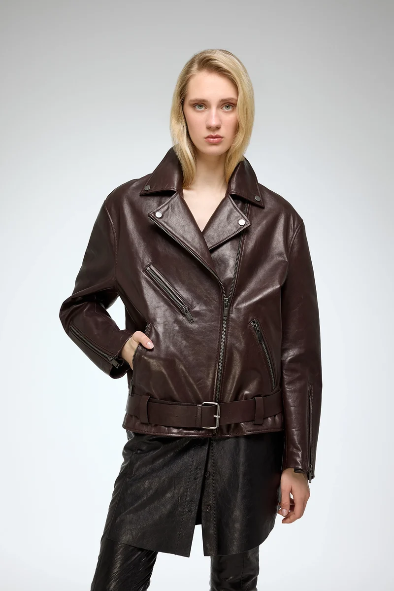 Marielle - Braune Lederjacke