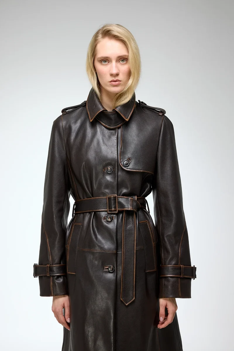 Helena - Brauner Ledermantel