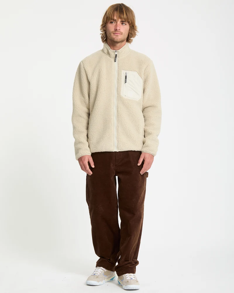 Muzzer Fuzzar Zip Sherpa Sweatshirt - Stone
