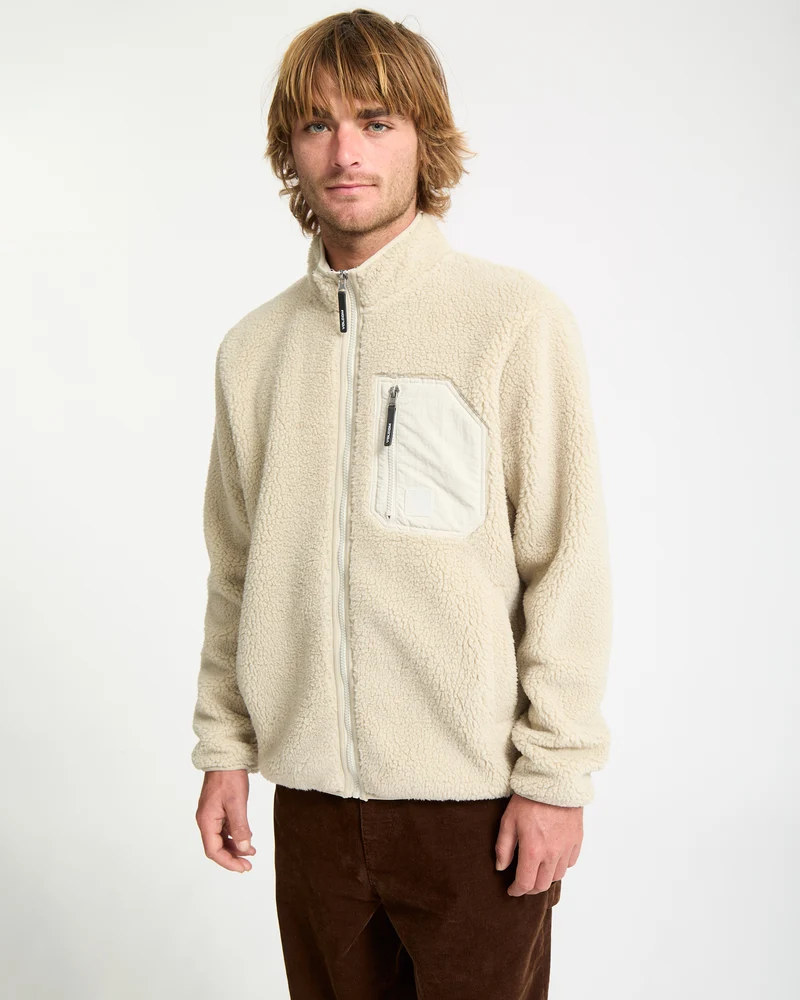 Muzzer Fuzzar Zip Sherpa Sweatshirt - Stone