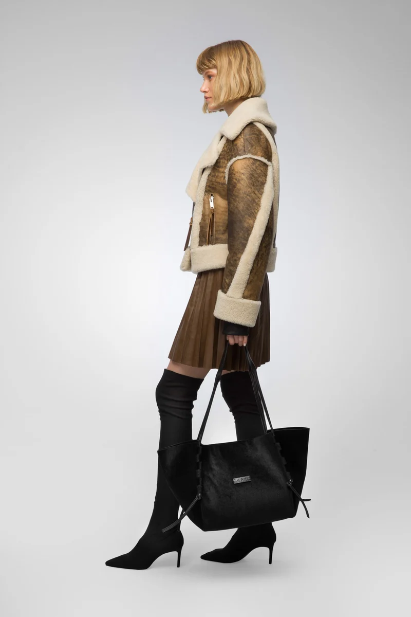 Marion - Dschungelbraun Lammfelljacke