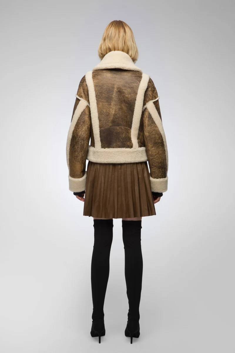 Marion - Dschungelbraun Lammfelljacke