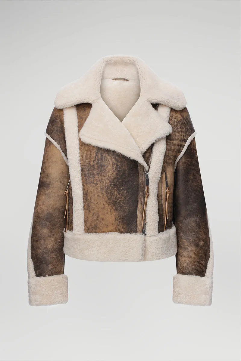 Marion - Dschungelbraun Lammfelljacke