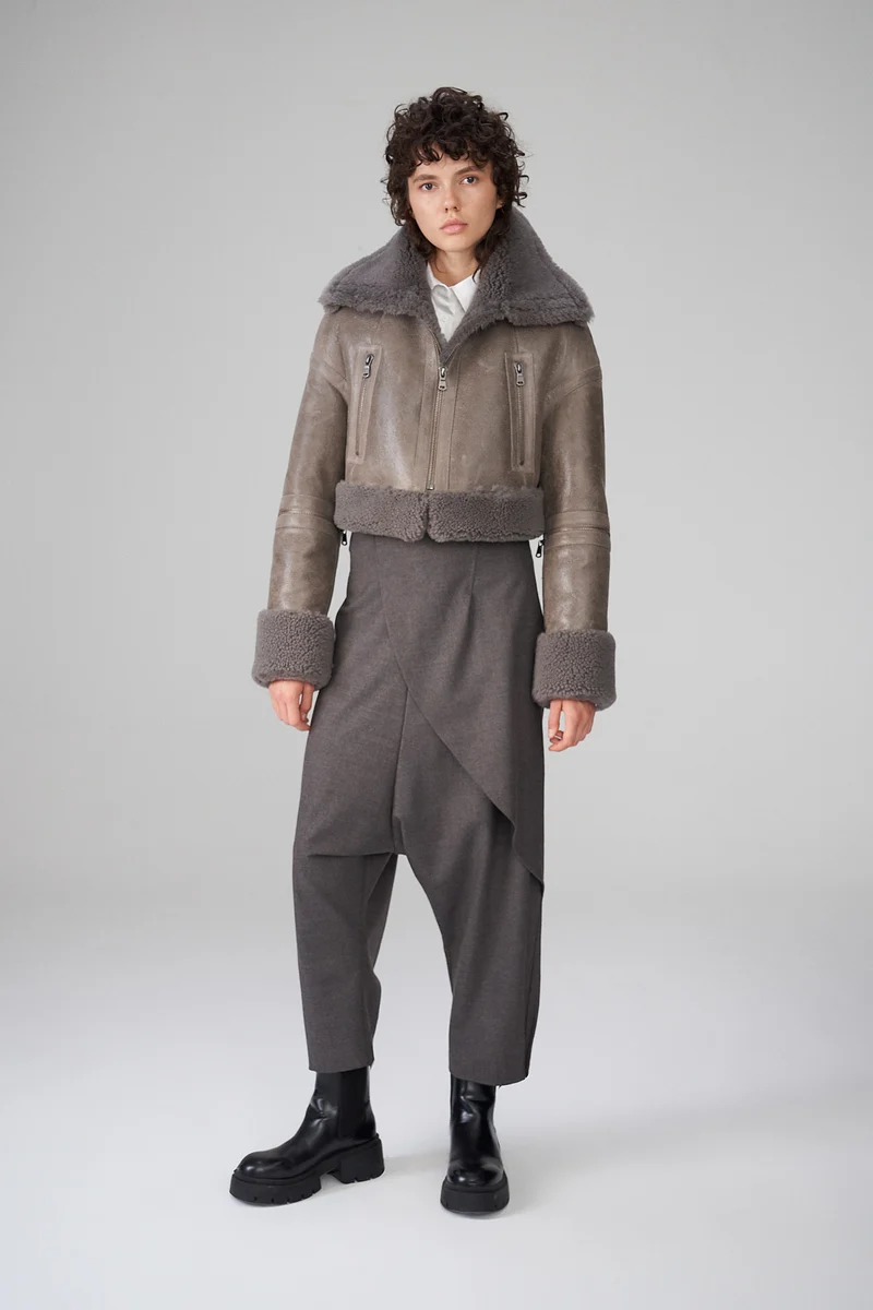 Mari - Grau LammfellJacke