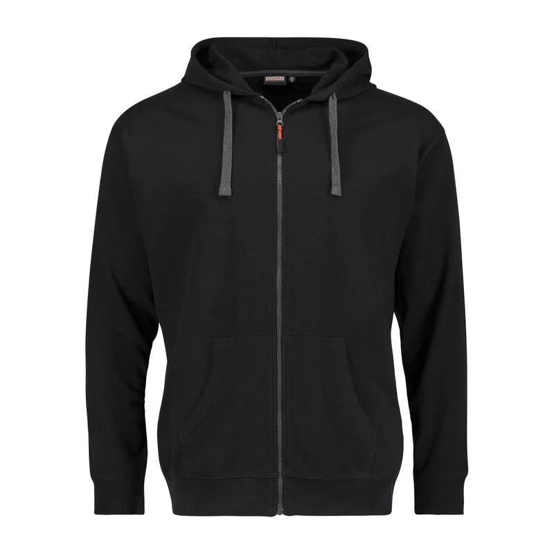 Adamo Kapuzen-Sweat-Jacke in Übergröße – Schwarz