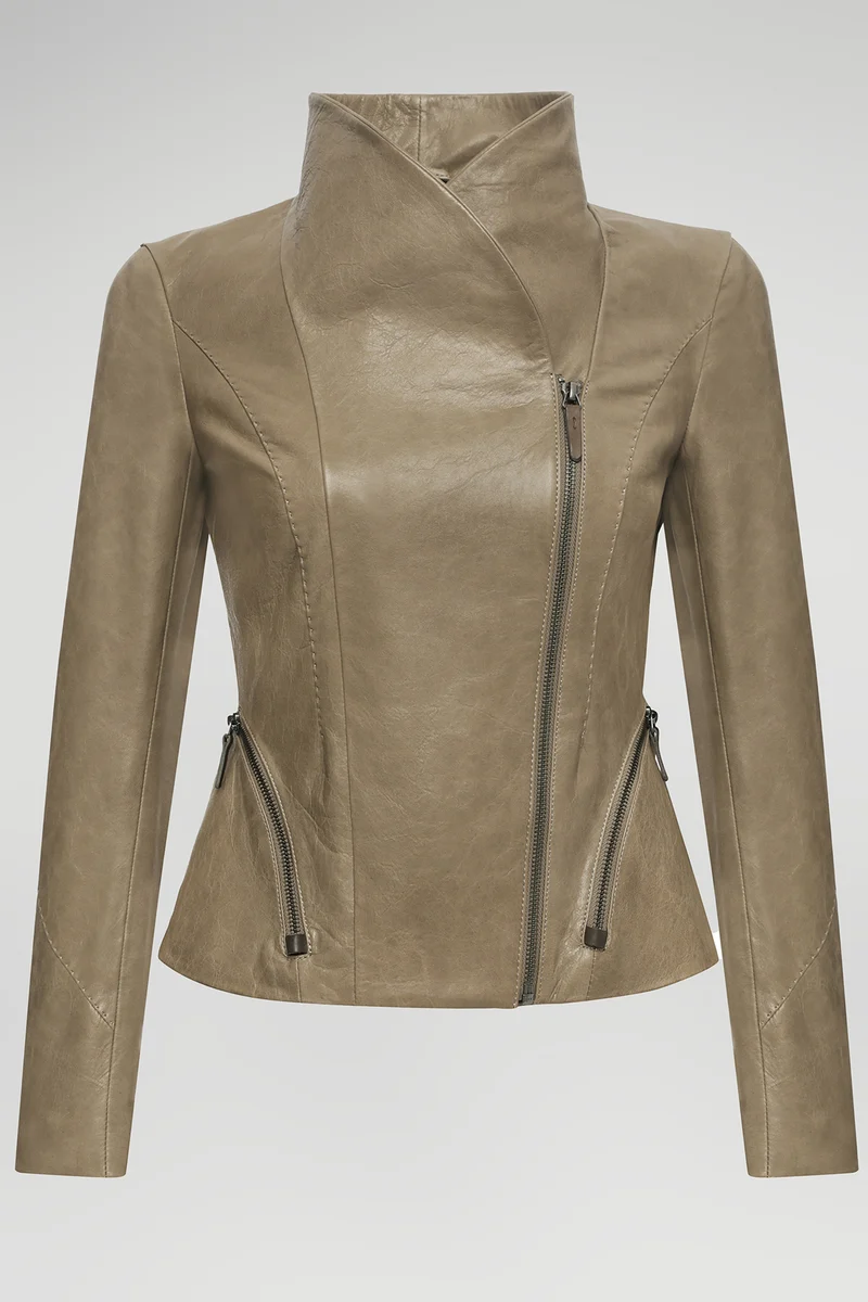 Claire - Beige Lederjacke