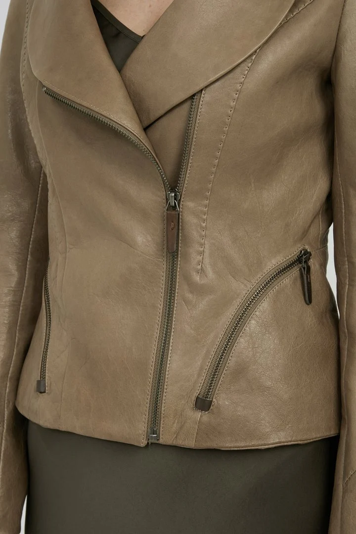 Claire - Beige Lederjacke