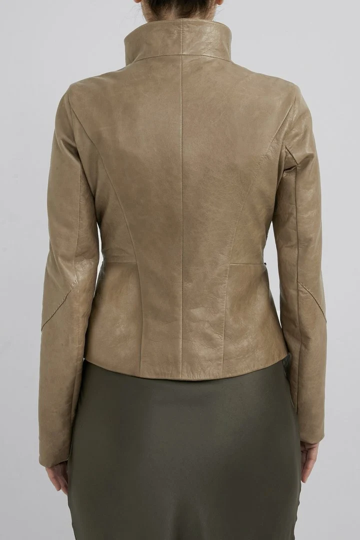 Claire - Beige Lederjacke