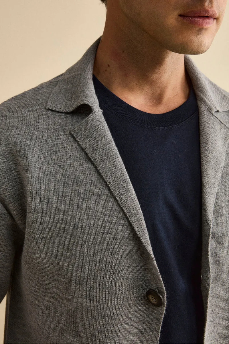 Cardigan con Tasche e Bottoni in Misto Lana - GRIGIO