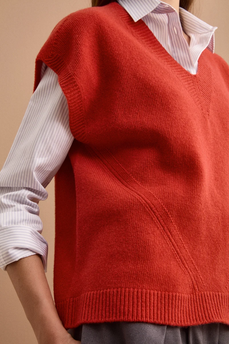 Gilet Over Scollo a V in Lana Super Soft - COCCIO
