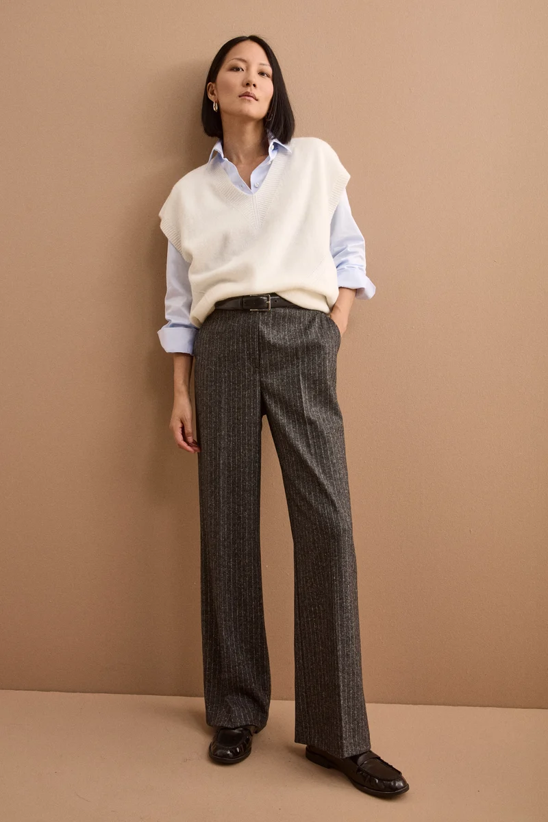 Gilet Over Scollo a V in Lana Super Soft - PANNA