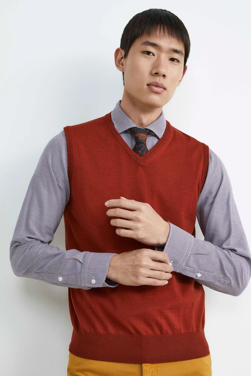 Gilet in lana scollo a V - TERRA