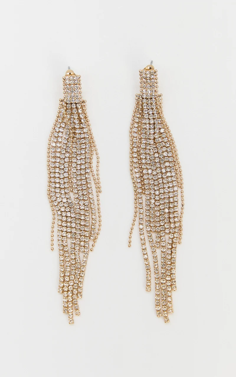 Amarie Earrings - Statement Diamonte Earrings in Gold