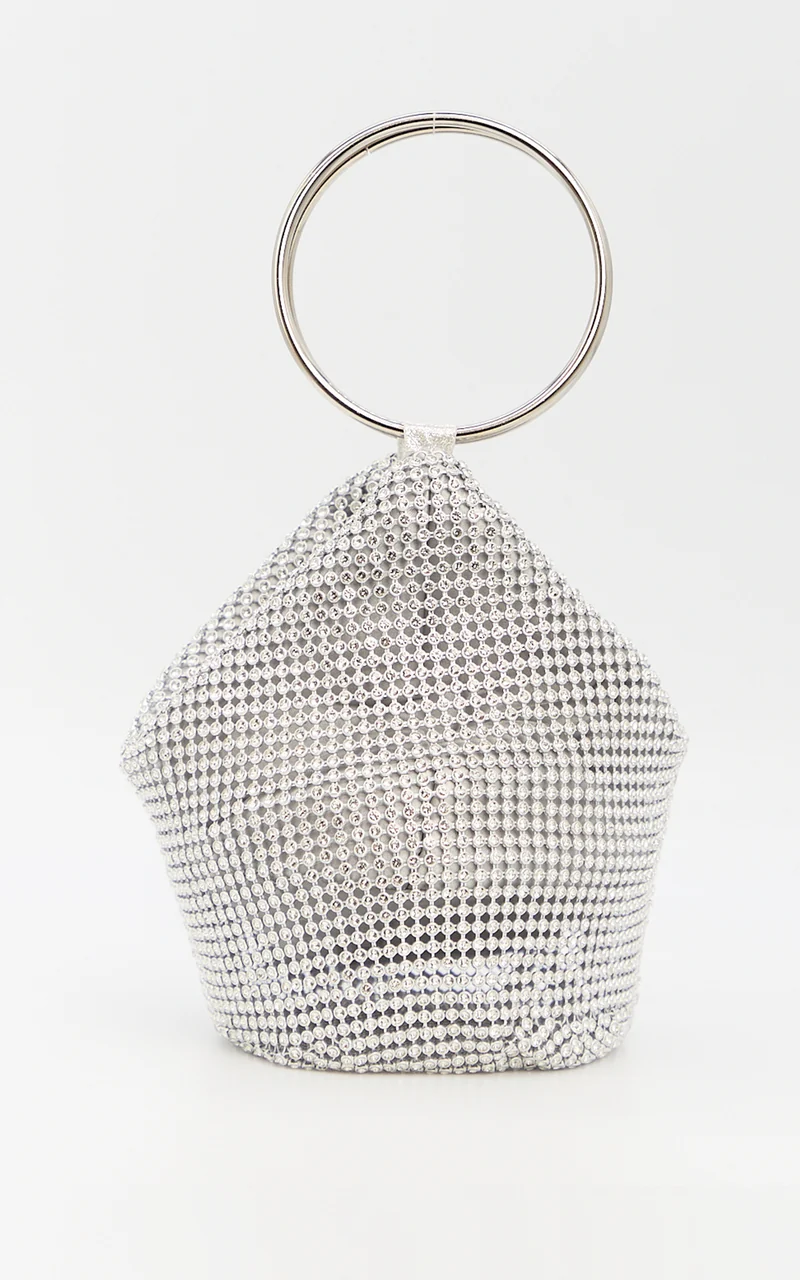 Adelyn Bag - Ring Handle Sequin Bag in Silver