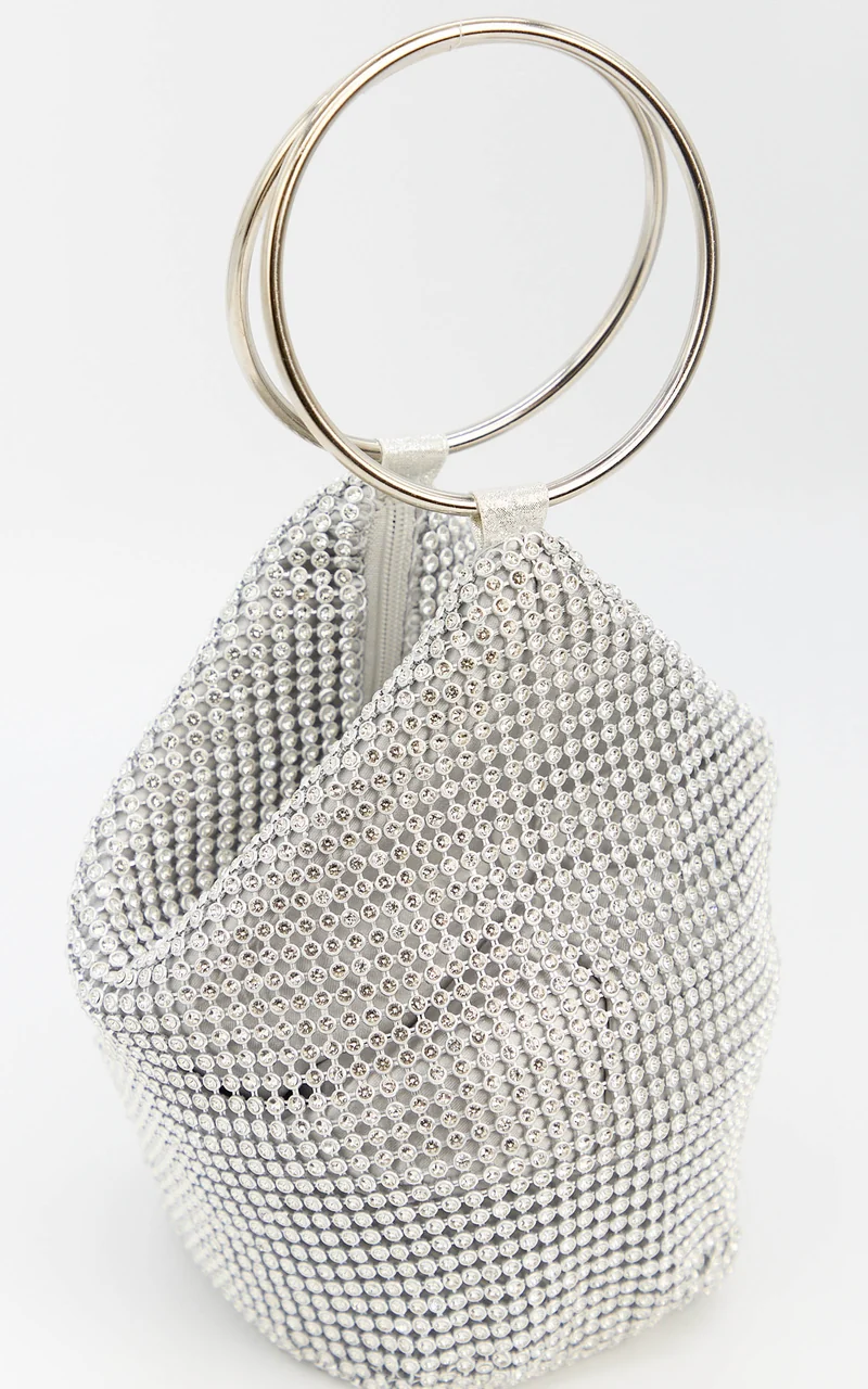 Adelyn Bag - Ring Handle Sequin Bag in Silver