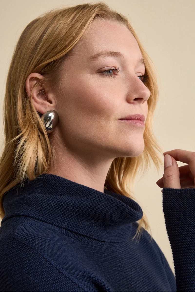 Maglia con Spacchi in Lana Merino - NAVY