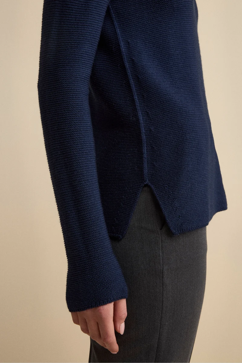 Maglia con Spacchi in Lana Merino - NAVY