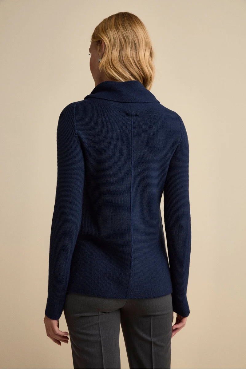 Maglia con Spacchi in Lana Merino - NAVY