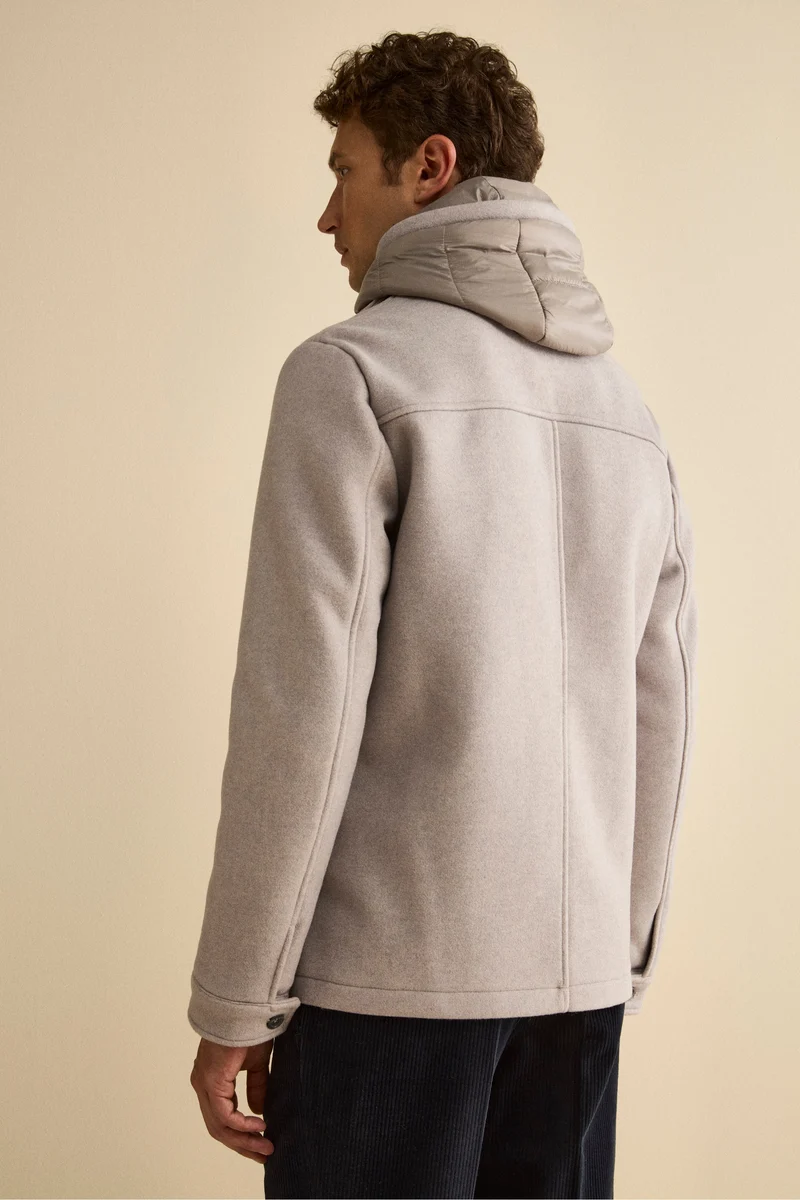 Cappotto Corto in Misto Lana con Pettorina Removibile - GRIGIO CHIARO
