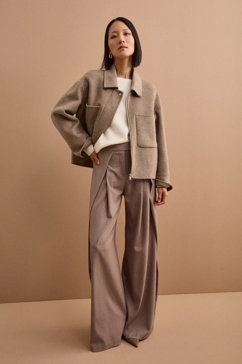 Giubbotto Overshirt Double in Misto Lana e Cashmere - TORTORA