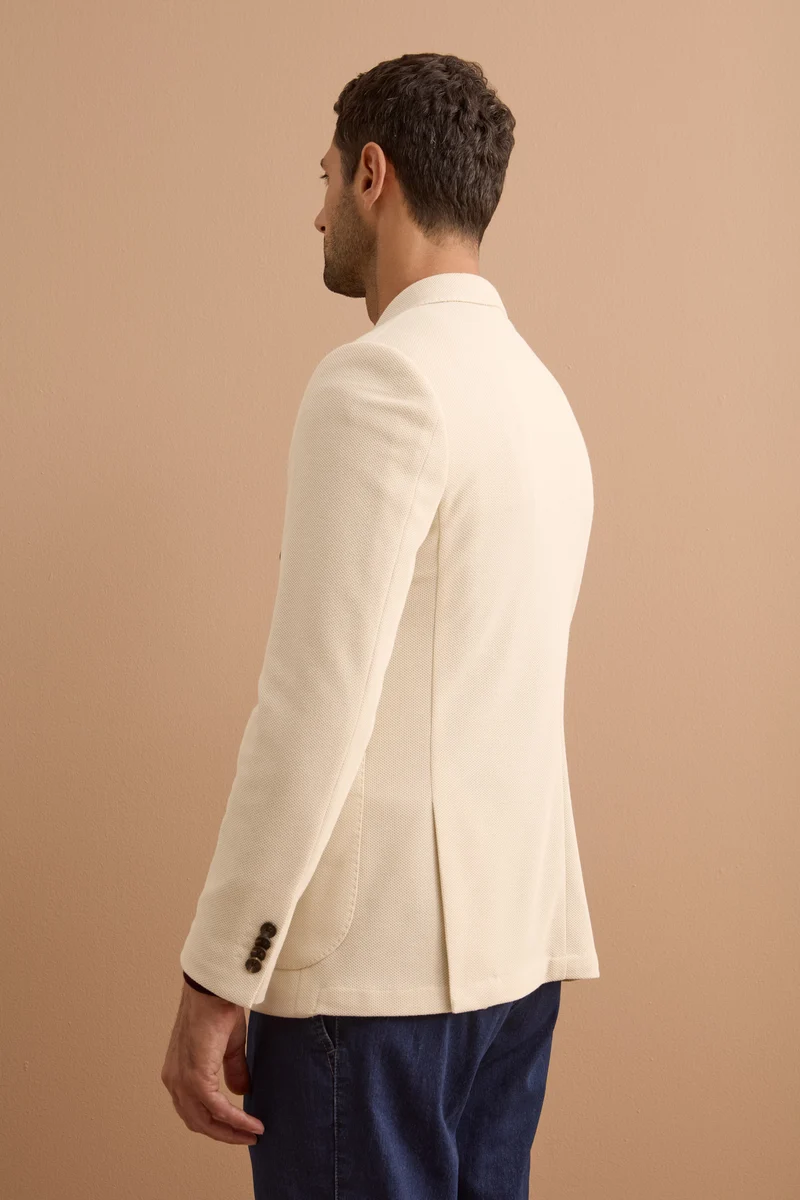 Giacca Doppiopetto Slim Fit Semifoderata - LATTE