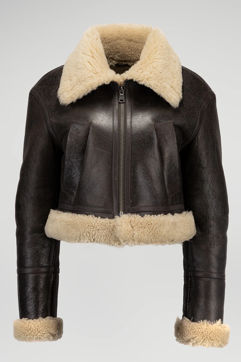 Yugen - Braunbeige Lammfelljacke