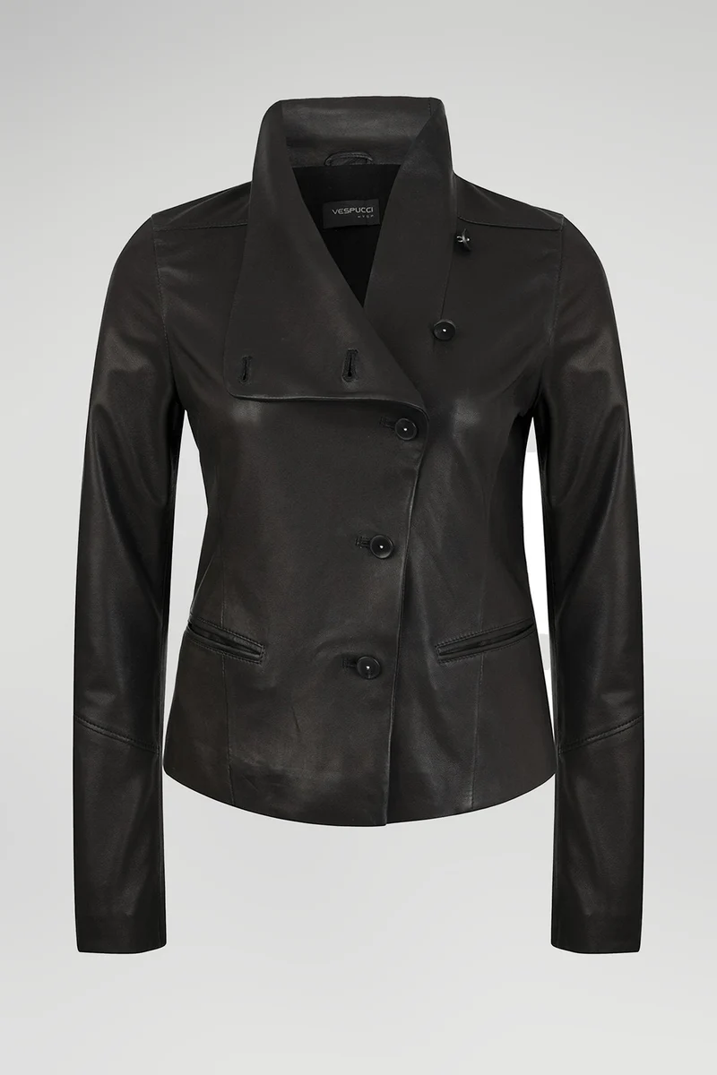 Schwarze Lederjacke