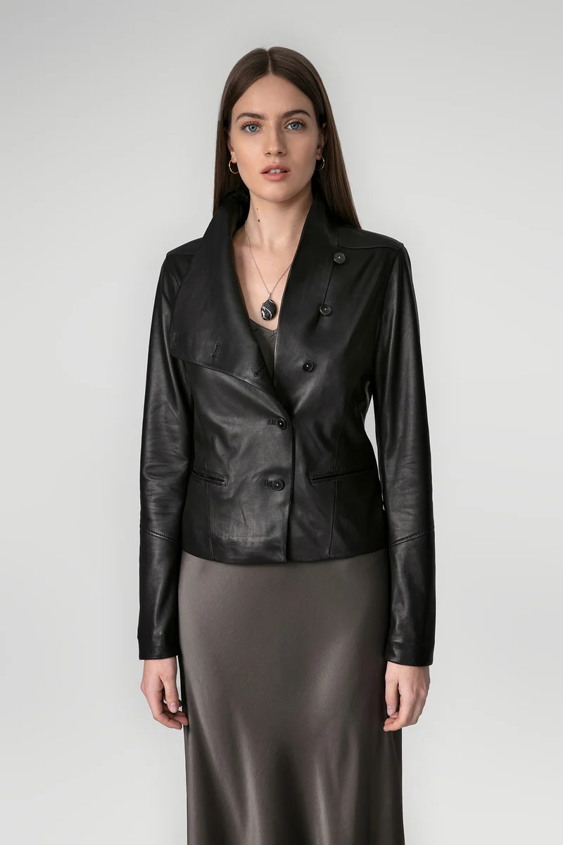 Schwarze Lederjacke