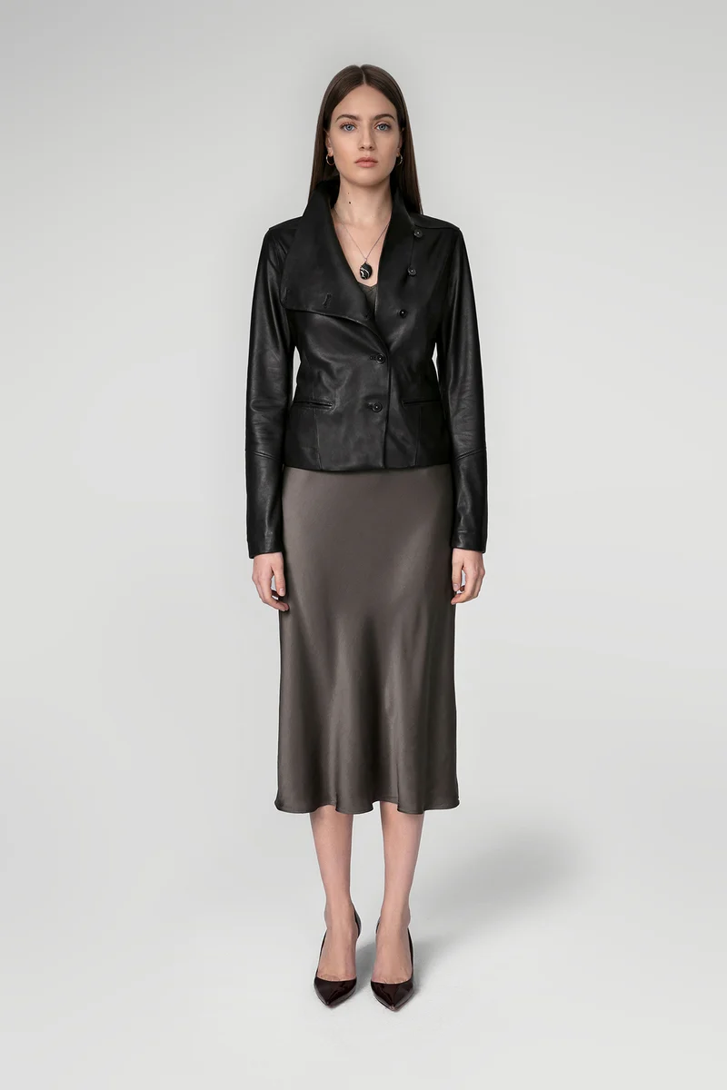 Schwarze Lederjacke