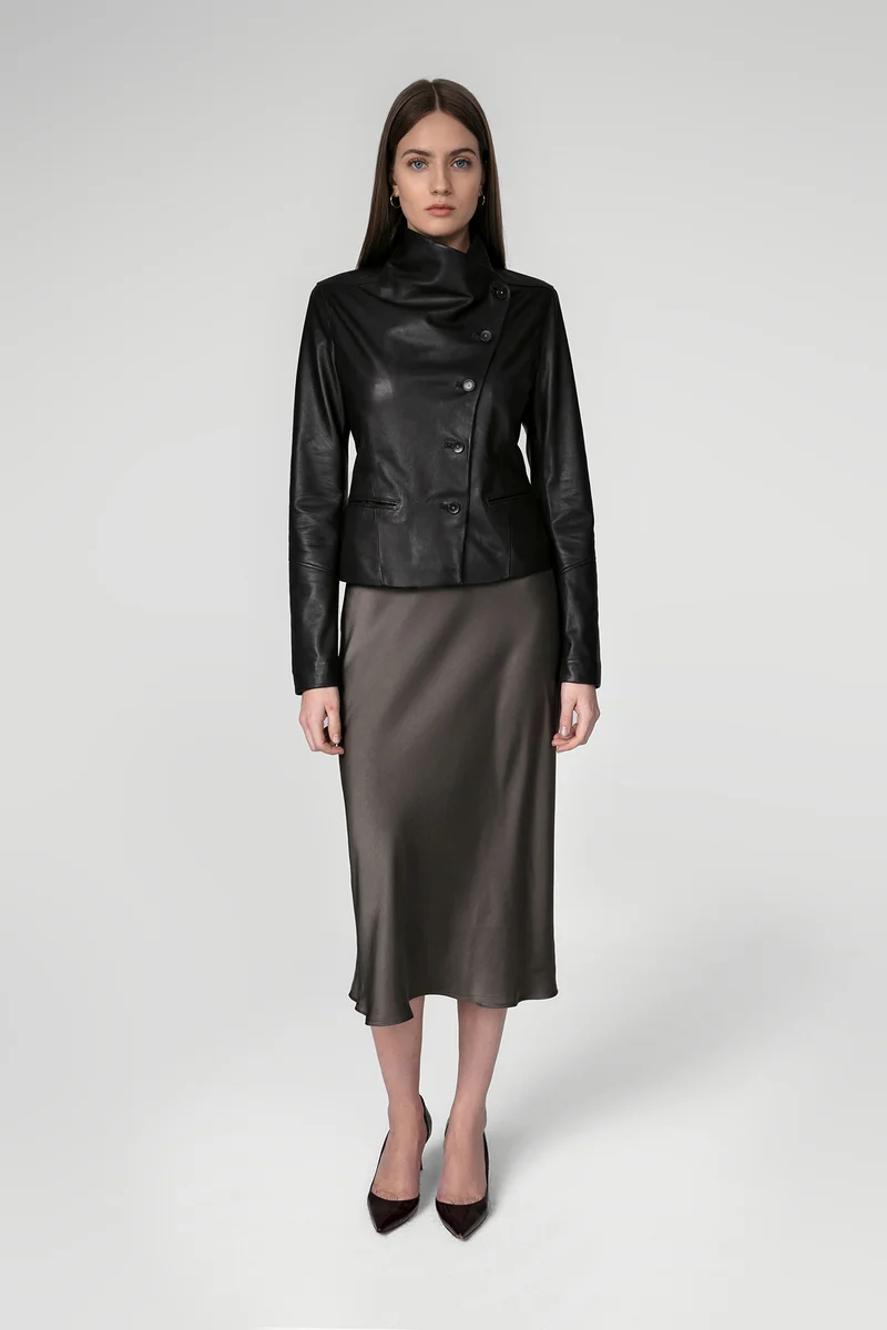 Schwarze Lederjacke