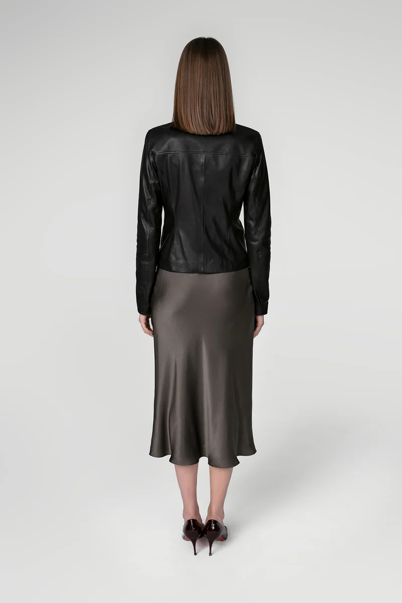 Schwarze Lederjacke
