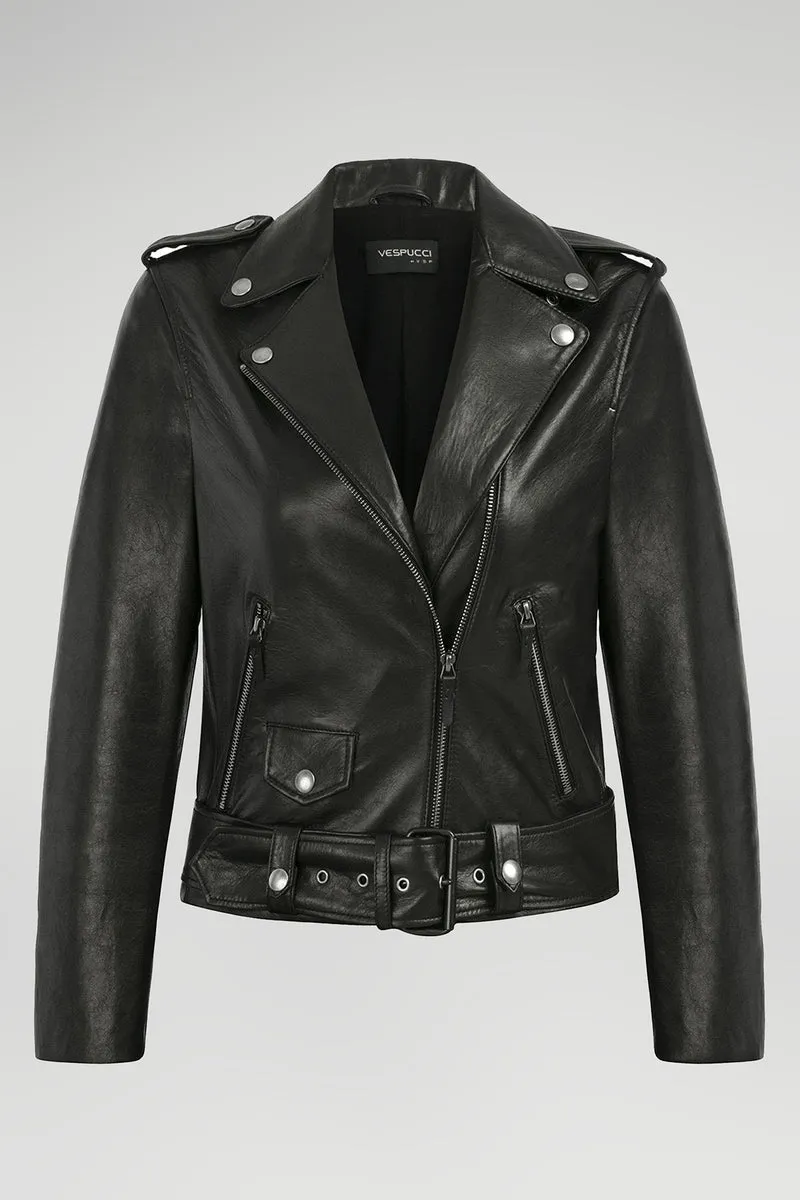 Schwarze Lederjacke