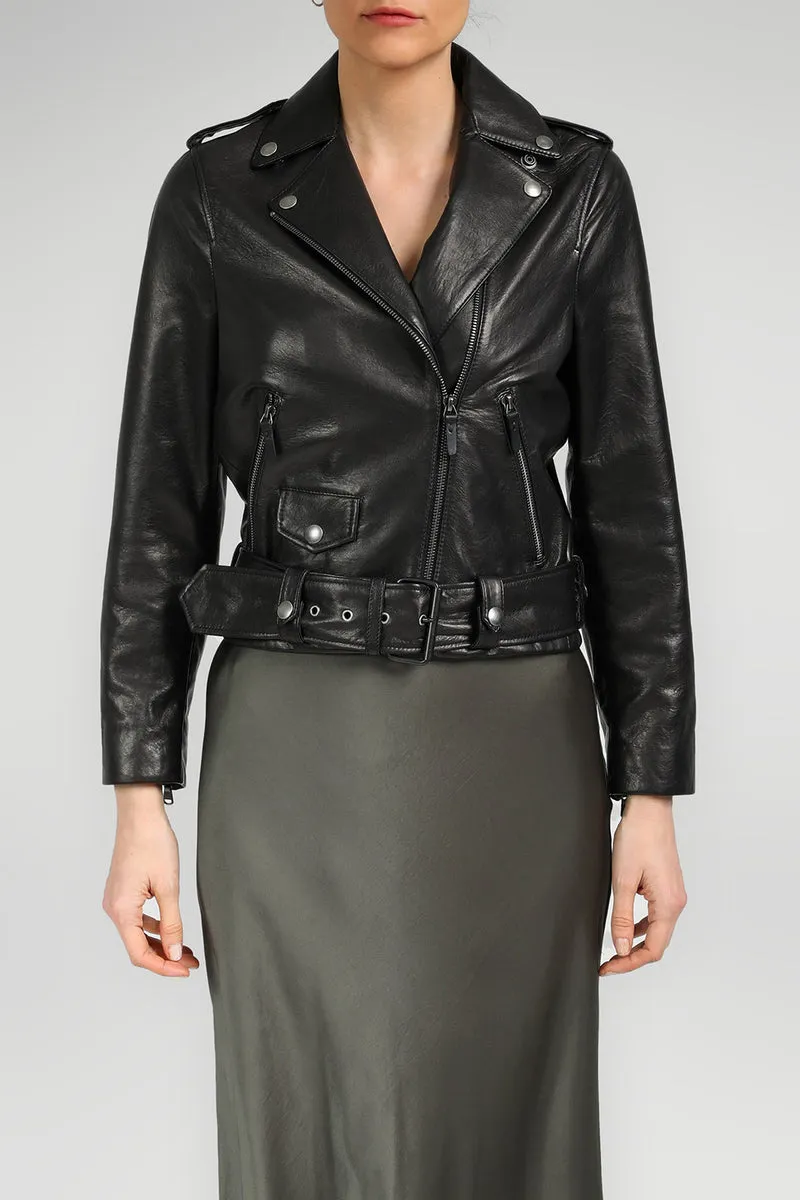 Schwarze Lederjacke