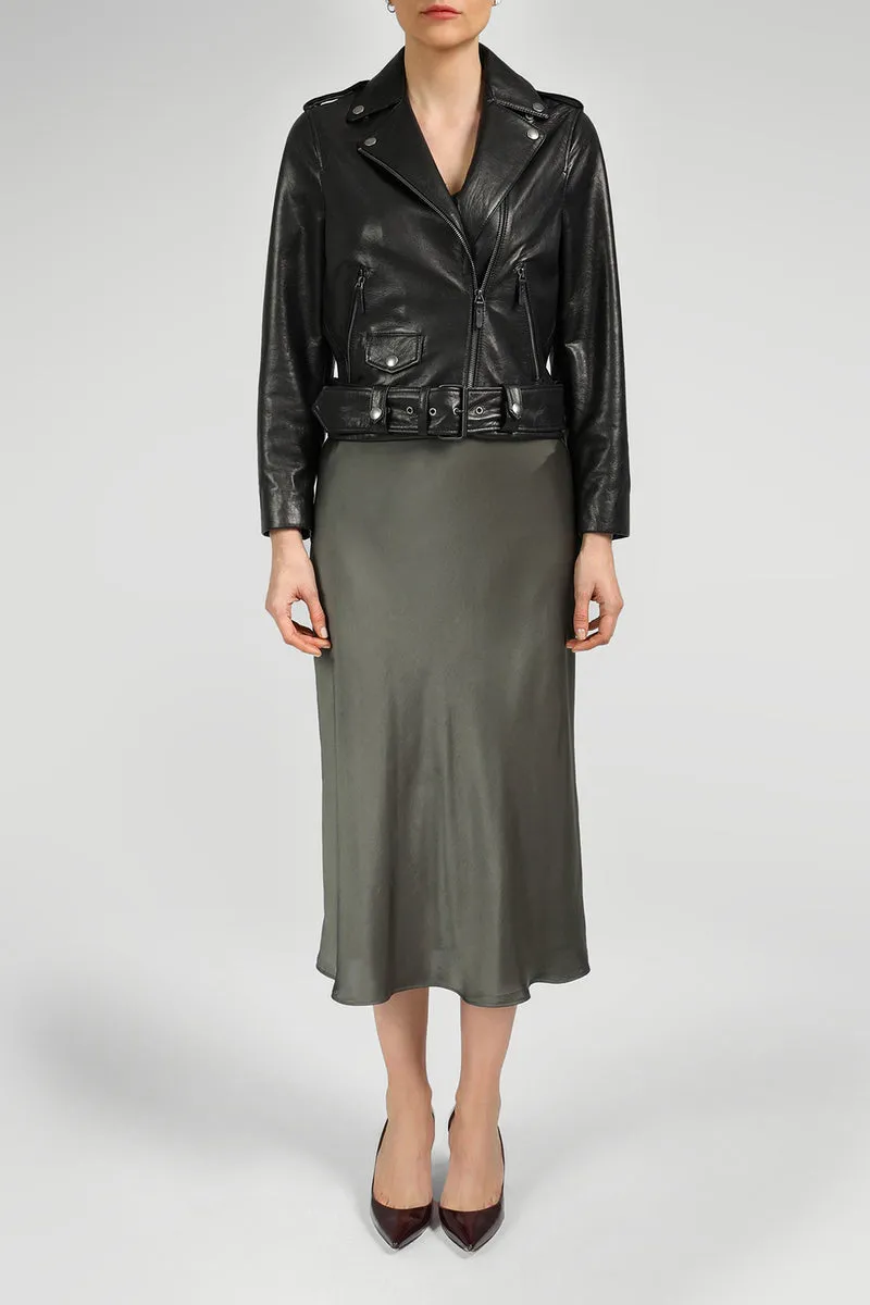 Schwarze Lederjacke