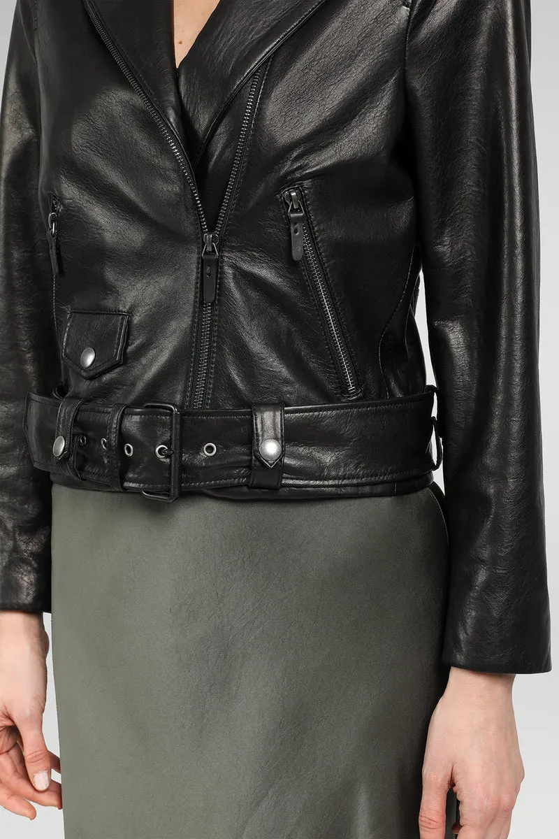 Schwarze Lederjacke