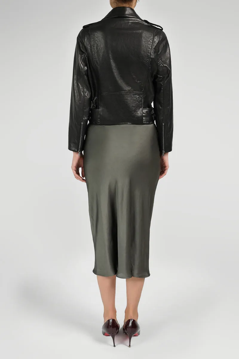 Schwarze Lederjacke