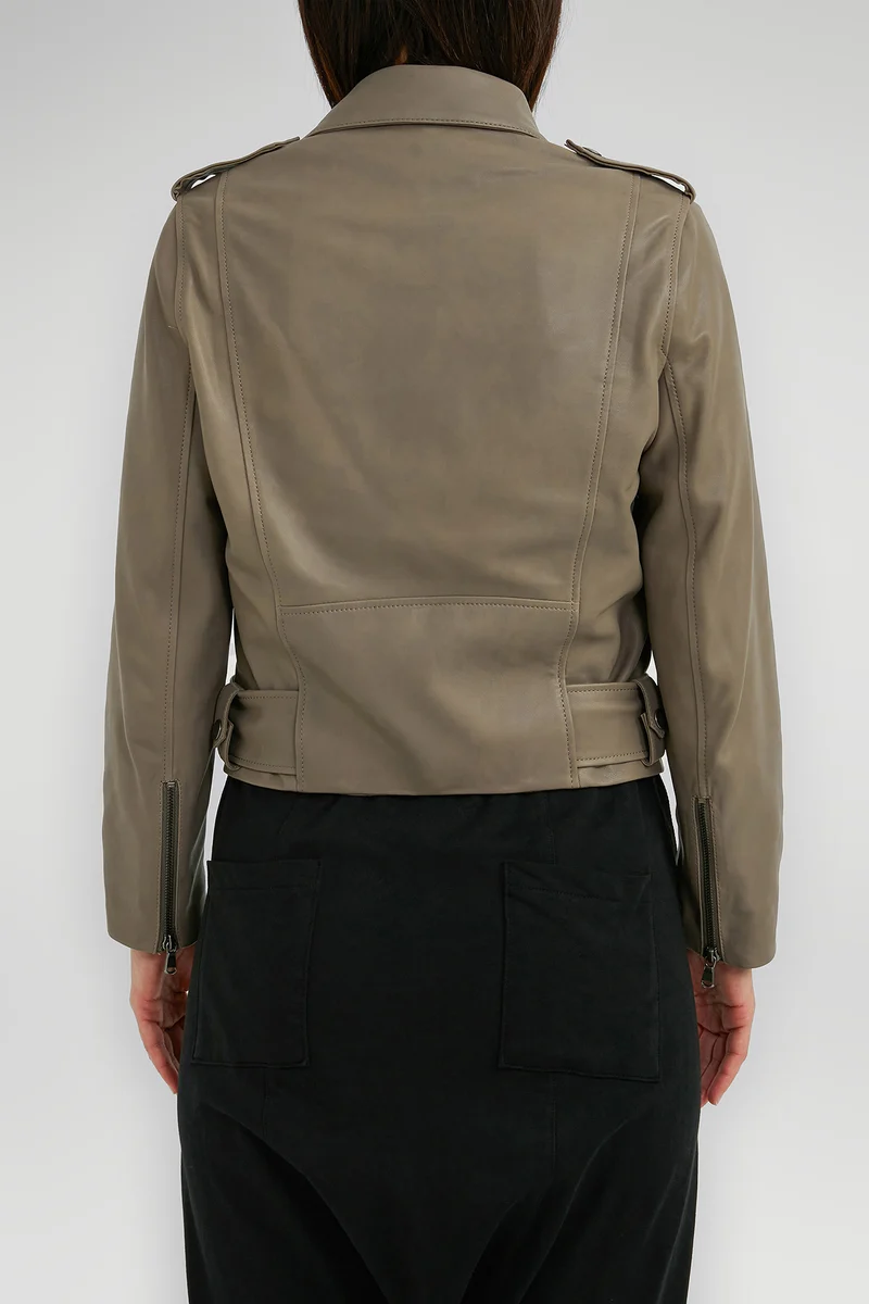 Graue Lederjacke