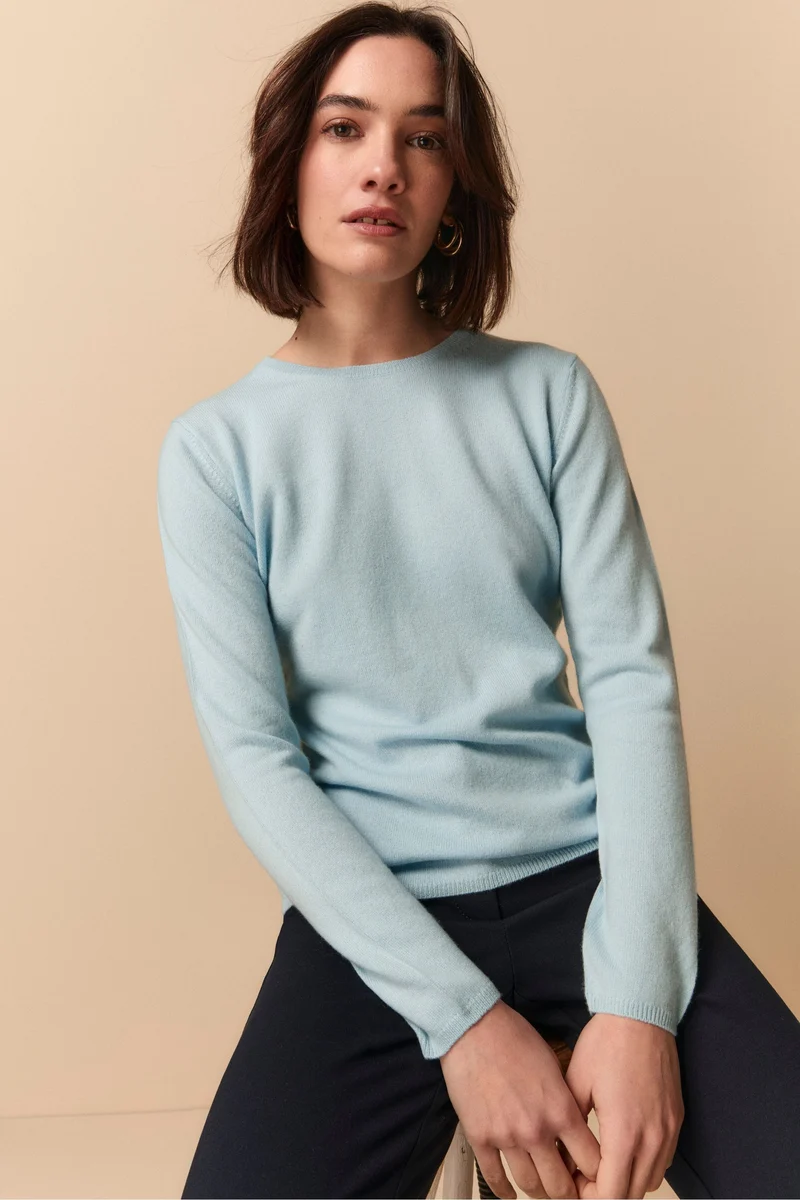 Girocollo Regular in Cashmere - AZZURRO