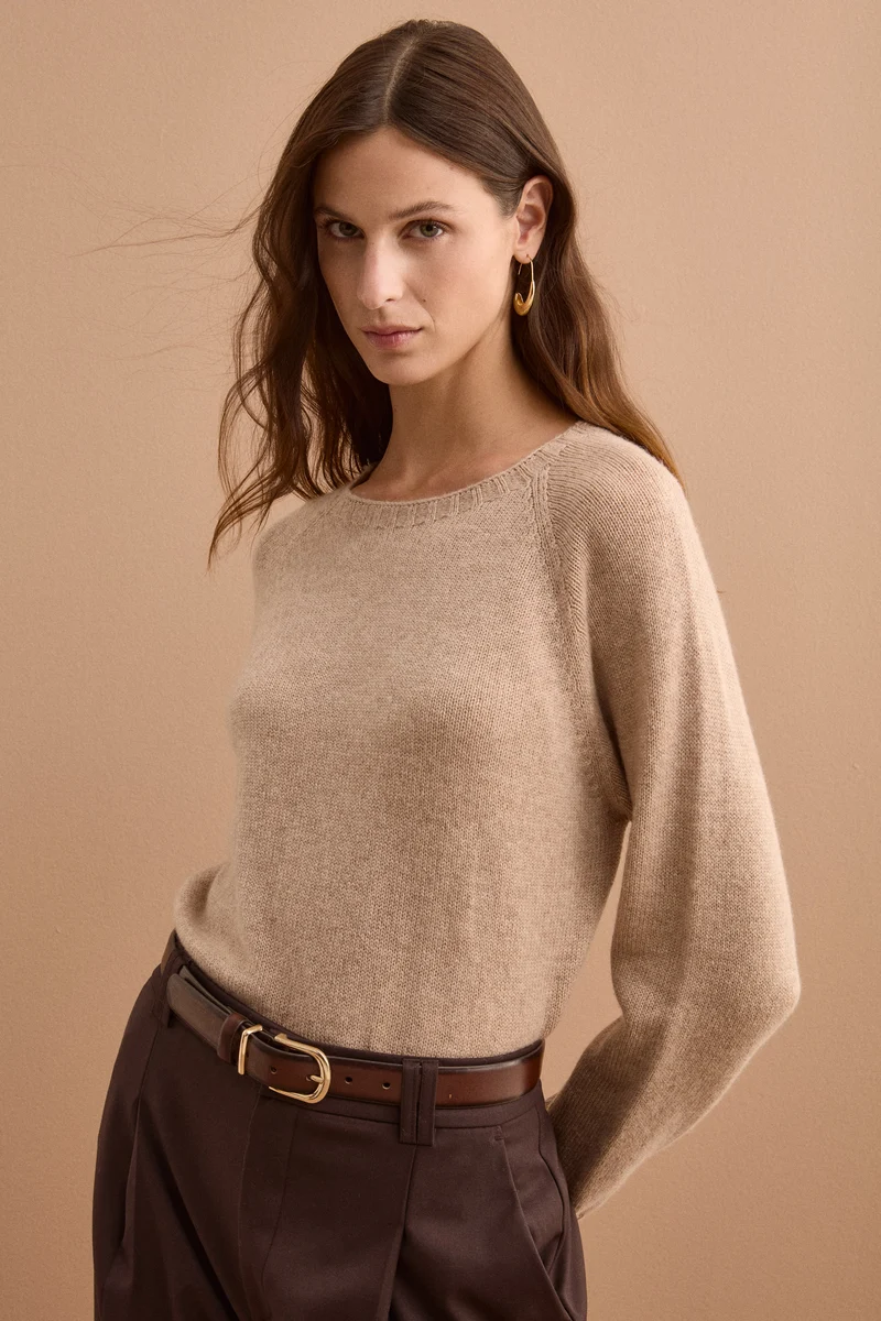 Maglia Barchetta in Puro Cashmere - NATURALE