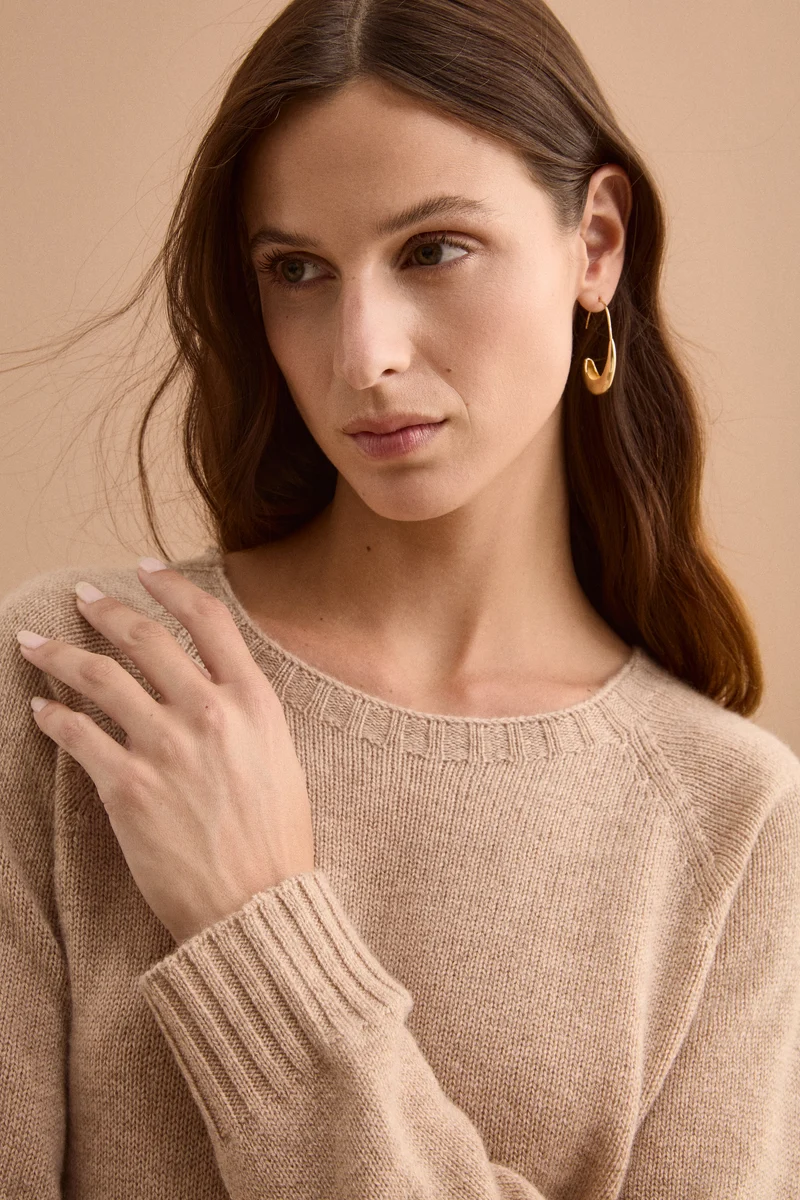 Maglia Barchetta in Puro Cashmere - NATURALE