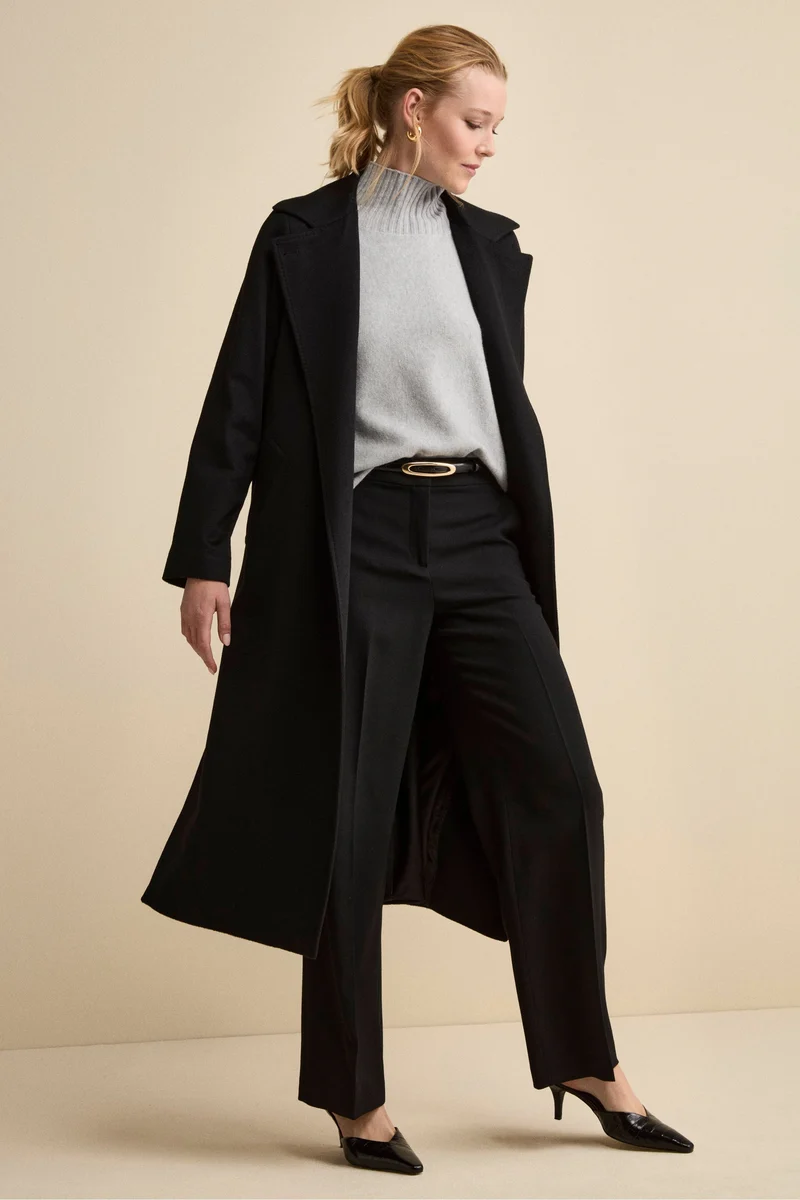 Cappotto Vestaglia Lungo in Cashmere - NERO