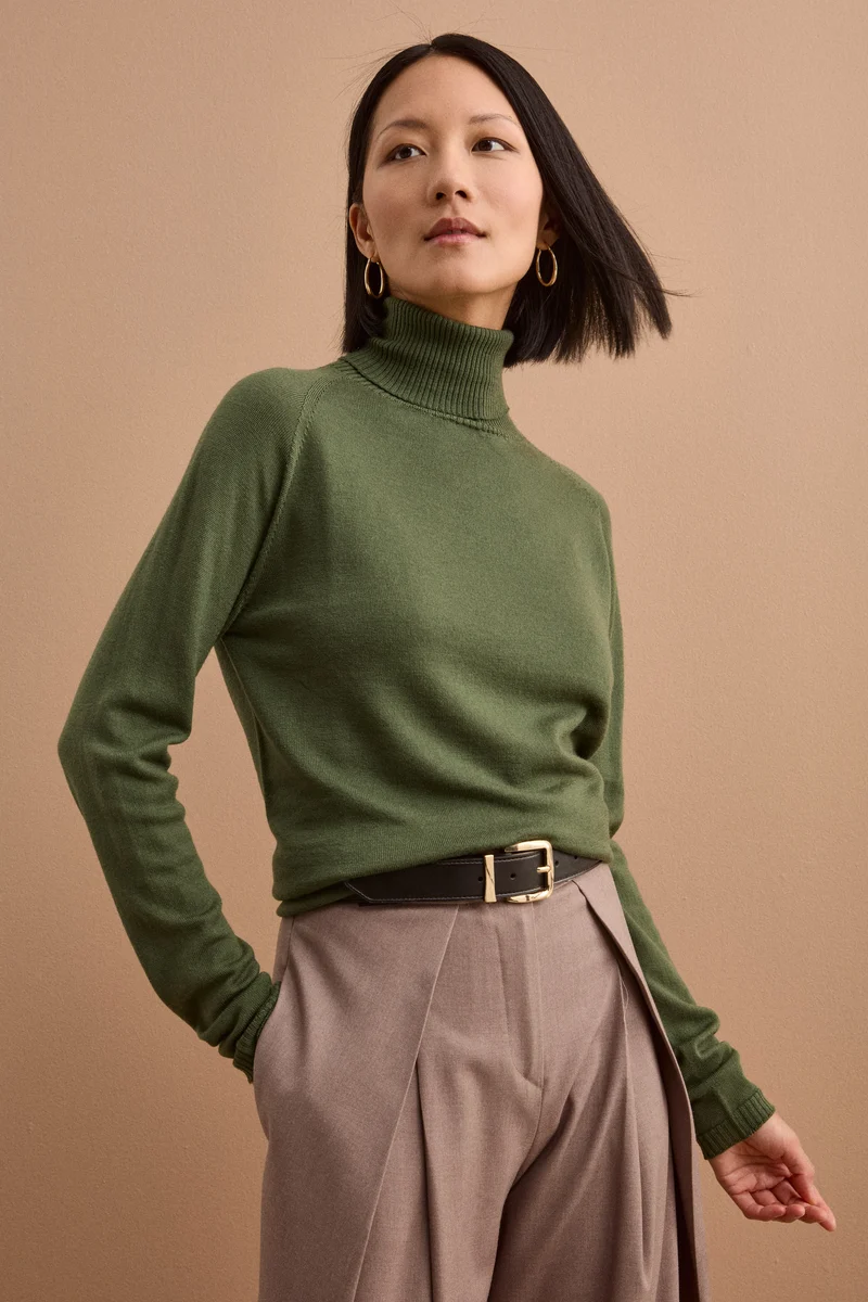 Dolcevita Raglan in Lana Vergine - VERDE MILITARE