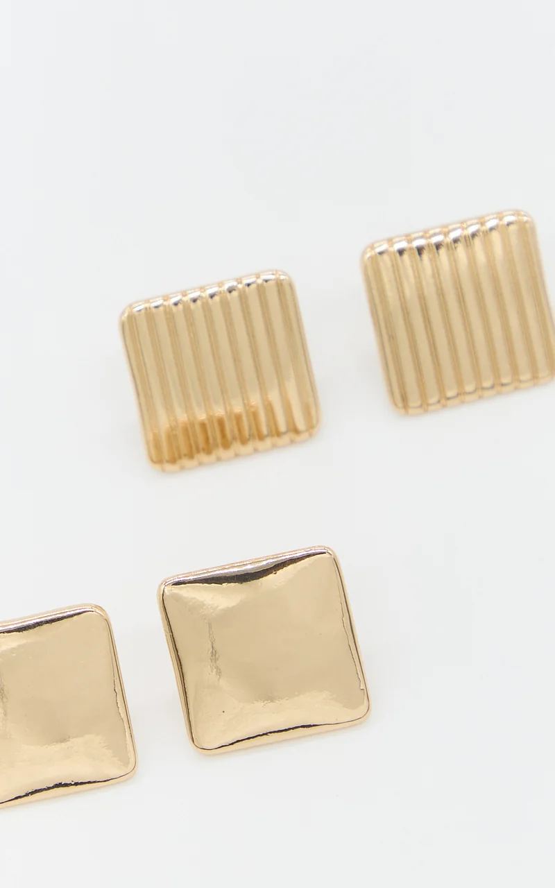 Etta Earrings - 2 Pack Square Stud Earrings in Gold