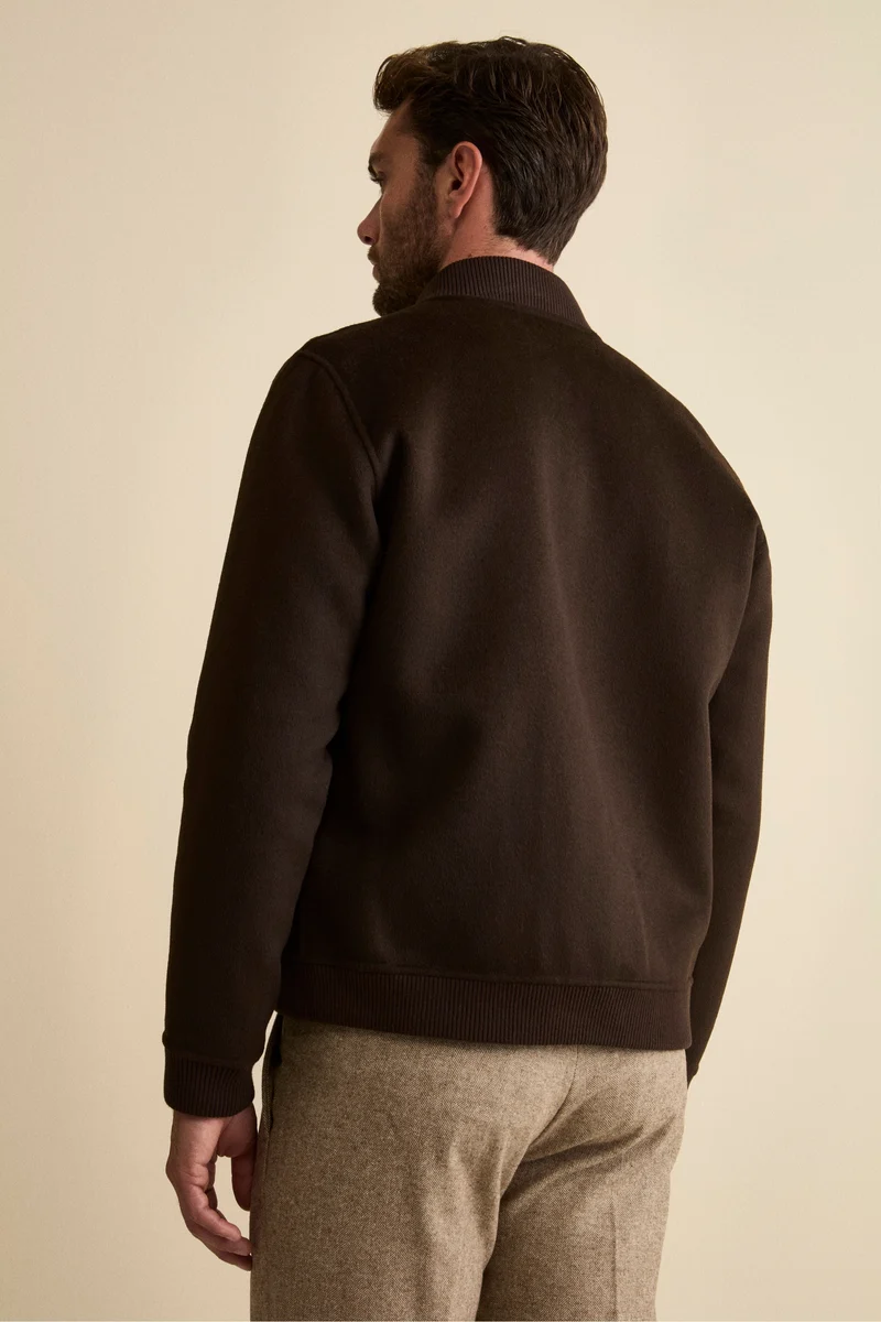 Bomber in Lana con Tasche - MARRONE