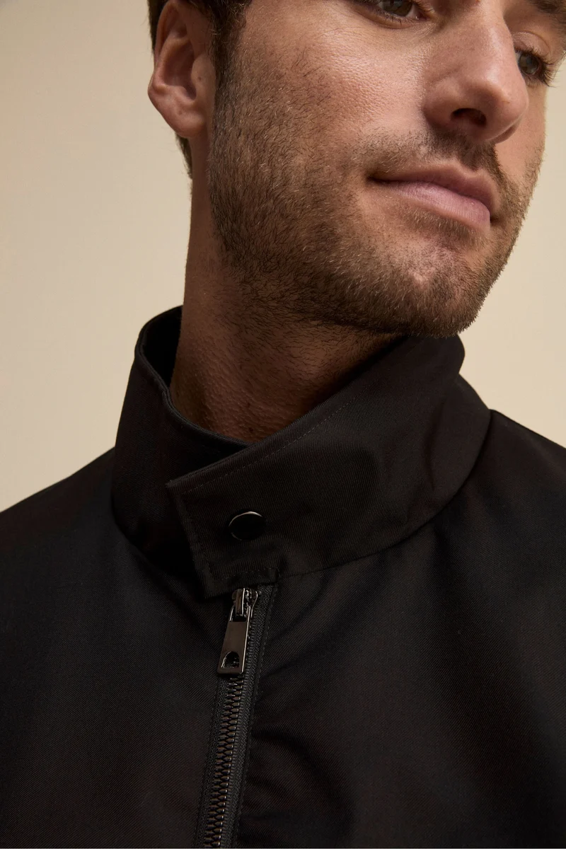 Bomber in Tessuto con Zip - NERO