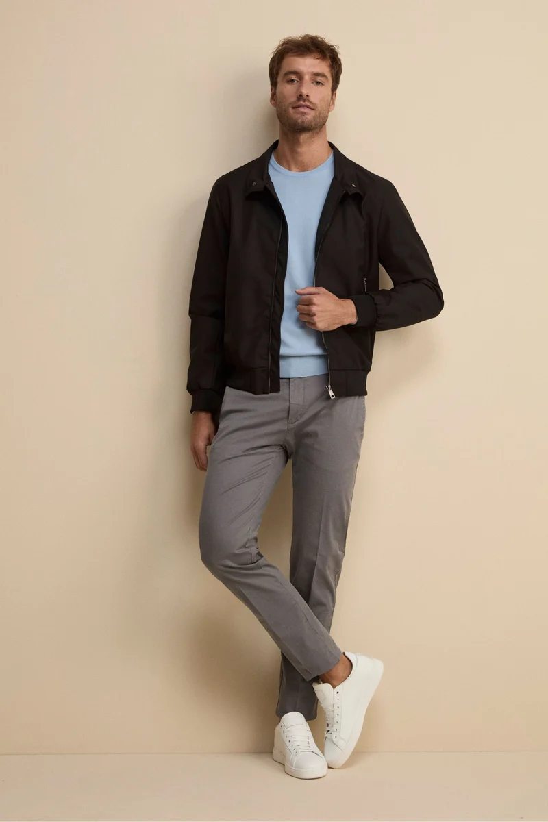 Bomber in Tessuto con Zip - NERO