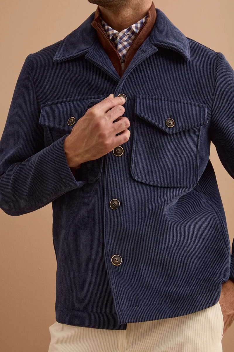 Giubbotto Overshirt in Velluto a Coste - BLU