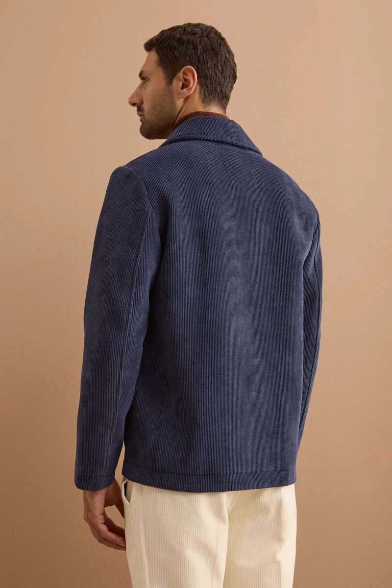 Giubbotto Overshirt in Velluto a Coste - BLU