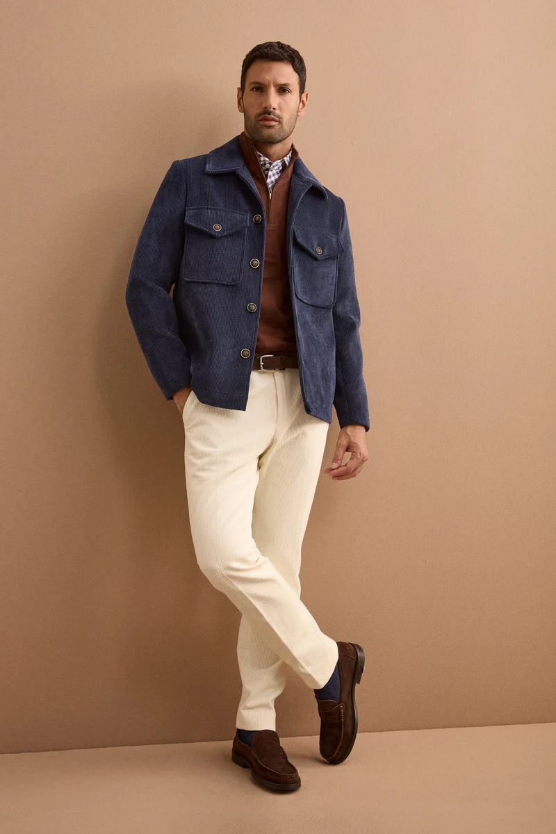 Giubbotto Overshirt in Velluto a Coste - BLU
