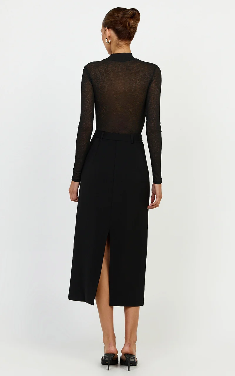 Willa Bodysuit - High Neck Sheer Bodysuit in Black